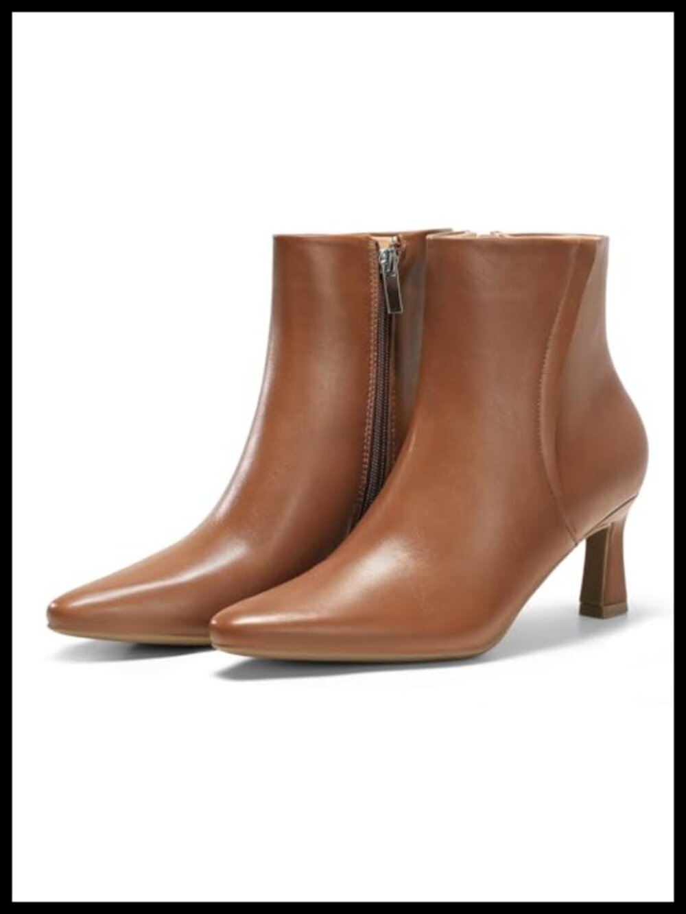 Womens Ankle Boots Kitten Low Heel Faux Leather Pointed Toe Side Zip Dress